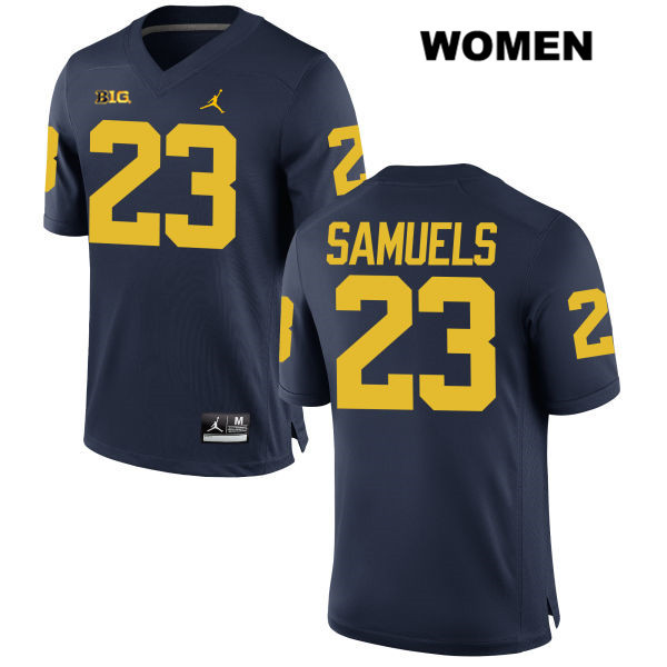 Women's NCAA Michigan Wolverines O'Maury Samuels #23 Navy Jordan Brand Authentic Stitched Football College Jersey GH25W76FS